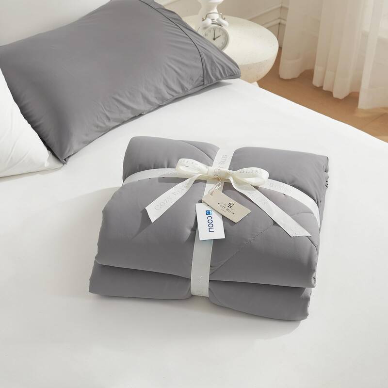 Dual-Sided Cooling Comforter Queen, Lightweight Cooling Blanket, Breathable Silk Smooth Summer Comforter for Hot Sleepers