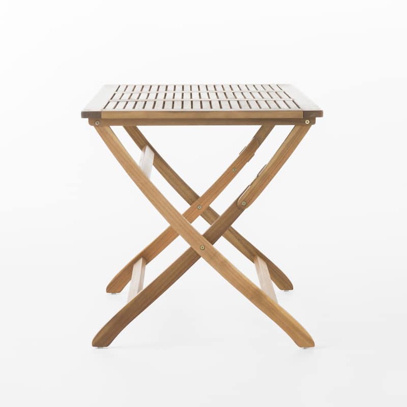 Roomfitters 43.5" Foldable Outdoor Dining Table, Rectangular Patio Table with Slatted Top for Garden or Deck