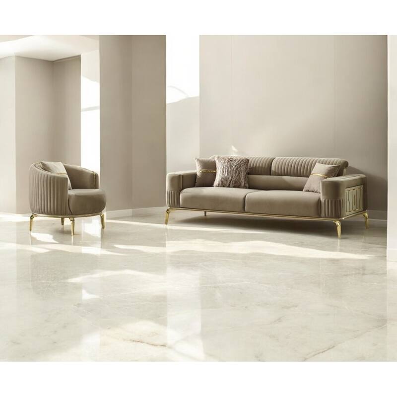 Liventa 3 Pieces Living Room Sets 1 Sofa 2 Chair - Beige