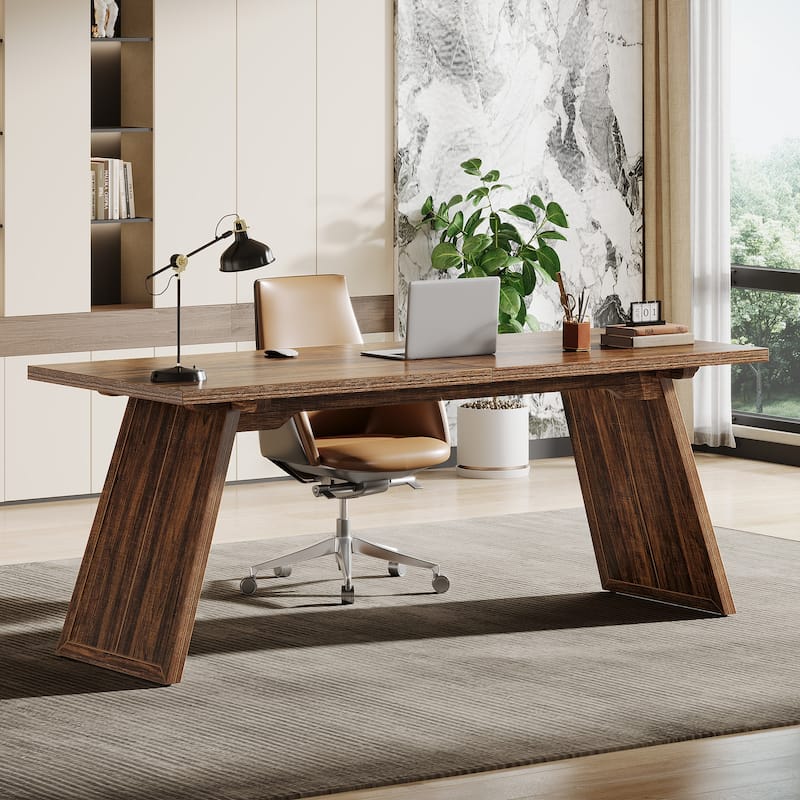 70.87-Inch Executive Desk with Slanted Legs