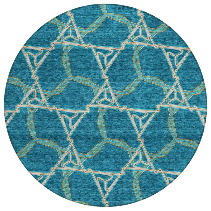 Machine Washable Indoor/ Outdoor Transitional Links Chantille Rug