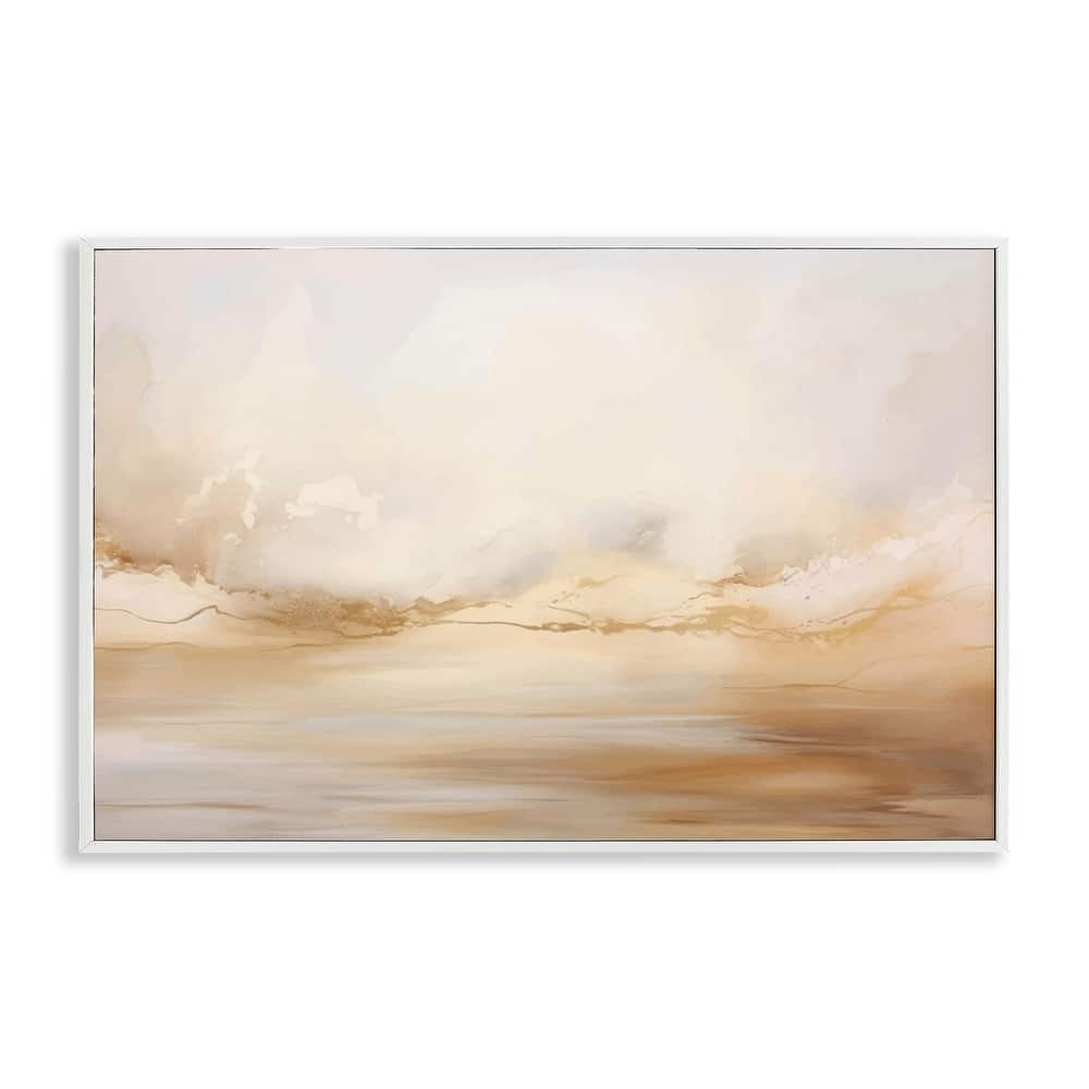 Stupell Neutral Abstract Horizon Line Framed Giclee Art Design By LSR Creative Studio
