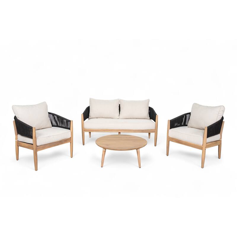 Christopher Knight Home - Linda Acacia Wood 4 Piece Outdoor Chat Set.