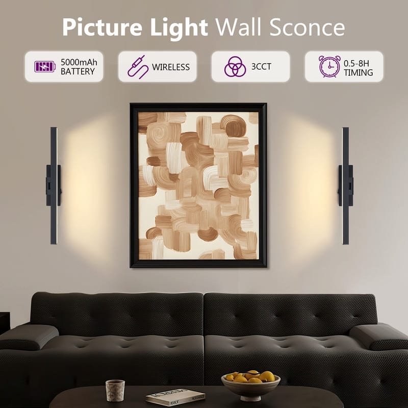 Modern Wireless LED Vanity Light 3CCT Dimmable, Remote Control, Rechargeable, Easy Magnetic Installation