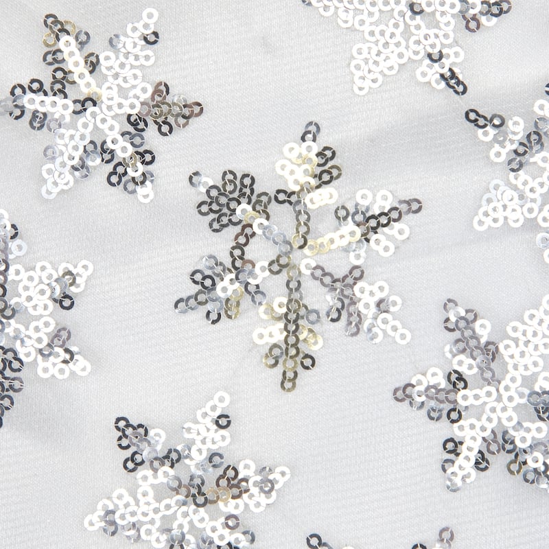 Sequin Snowflake Mini Christmas Tree Skirt - Silver - 20"