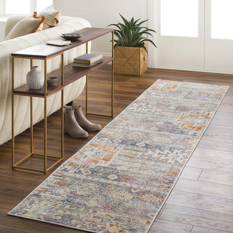 Livabliss New Mexico Southwestern Tribal Area Rug - Denim - 2' 7" x 7' 3"