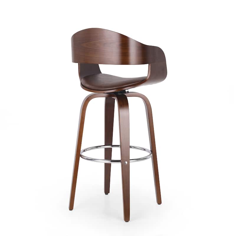 Roomfitters Upholstered Bar Stool, 30" High Dining Stool with Wood Frame and Padded Seat, Dark Brown