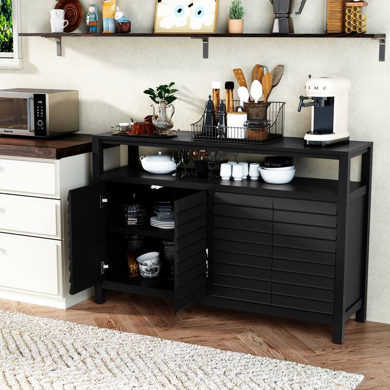 Modern Storage Cabinet, 4 Door Organizer with Adjustable Shelves