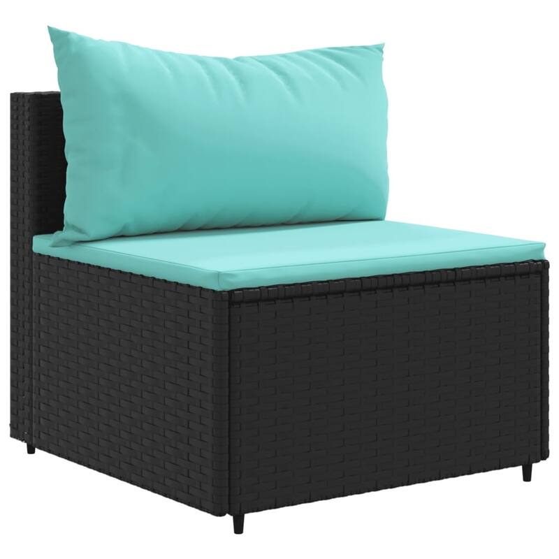 vidaXL Patio Lounge Set with Cushions Sectional Sofa Garden Backyard Poly Rattan - 24.8" x 24.8" x 22.6"
