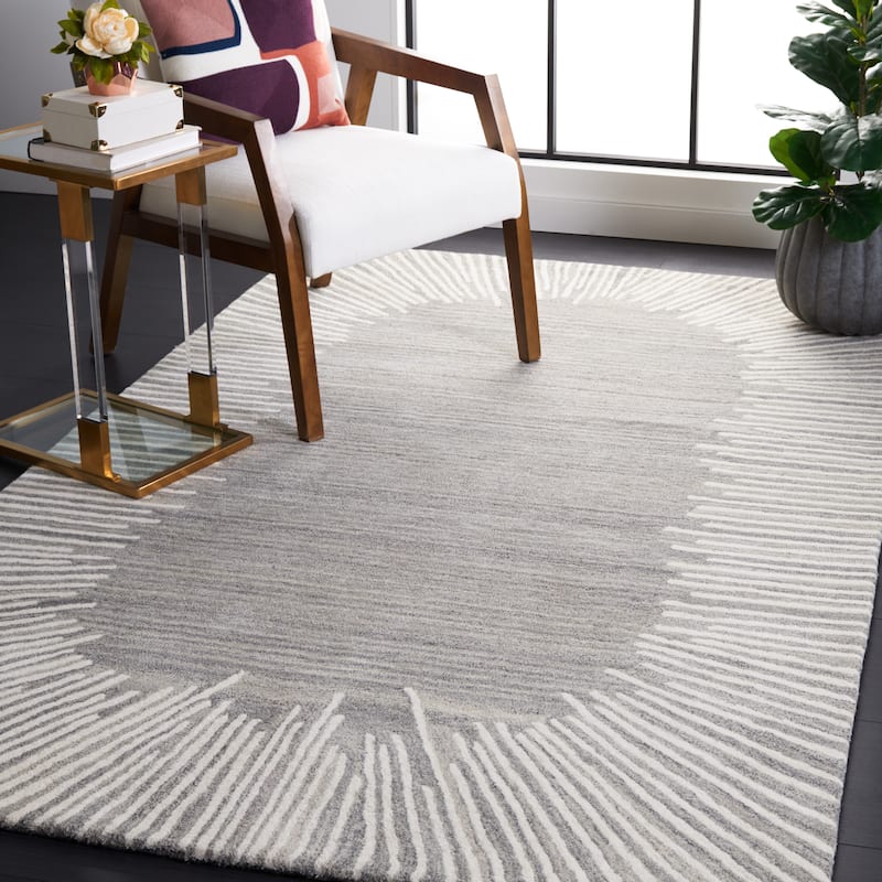 SAFAVIEH Handmade Fifth Avenue Corianna Modern New Zealand Wool - 4' x 6' - Grey/Ivory