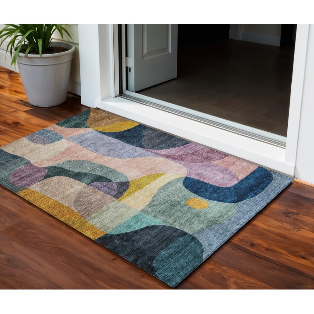 HomeRoots Abstract Transitional Rectangle Outdoor Rug
