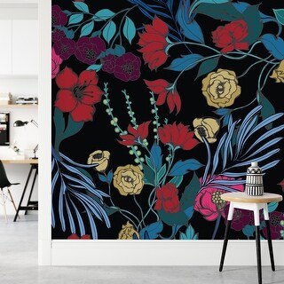 Dark Floral Wallpaper Peel and Stick and Prepasted - Bed Bath & Beyond ...