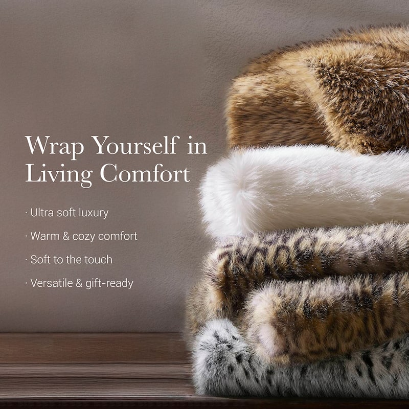 Harbor House Botswana Animal Print Faux Fur Throw Blanket