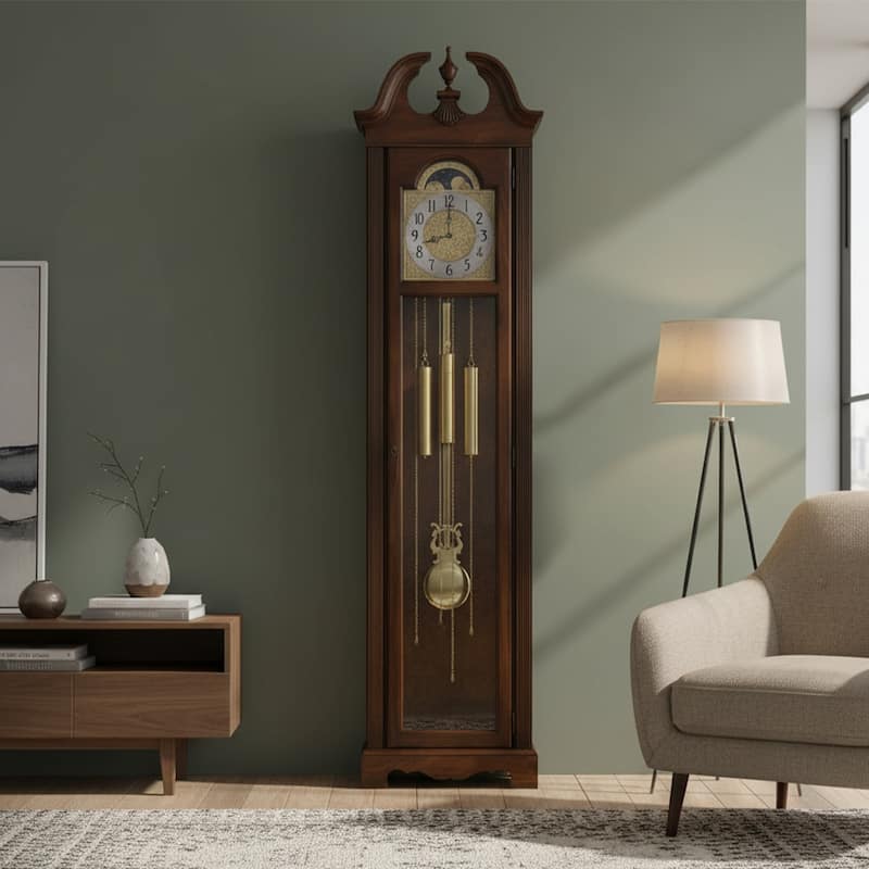 Howard Miller Princeton Classic Grandfather Clock Style Standing Clock with Pendulum and Movements, Reloj de Pendulo de Piso - Cherry