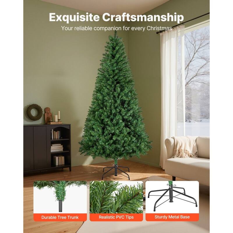 Green PVC and Iron 6x3.74 ft Pre-Lit Christmas Tree with 330 LED Lights and 11 Modes - 3.74 x 6 ft