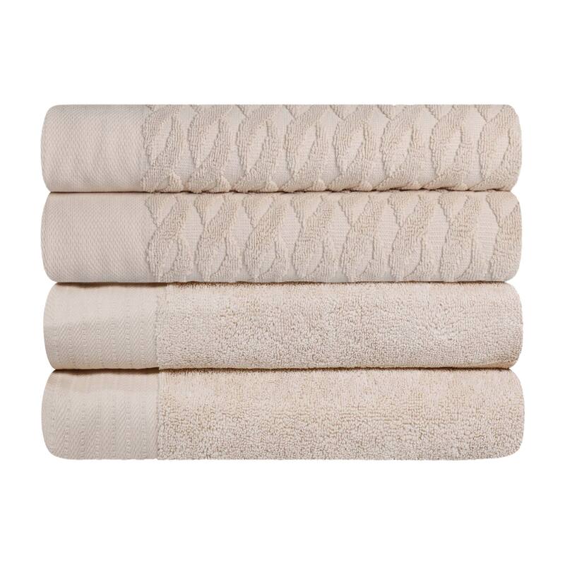 Turkish Cotton Herringbone and Solid Bath Towel Set by Superior