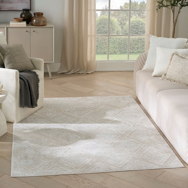Nourison Dekor Indoor only Diamond Area Rug - Beige - 5'3" x 7'