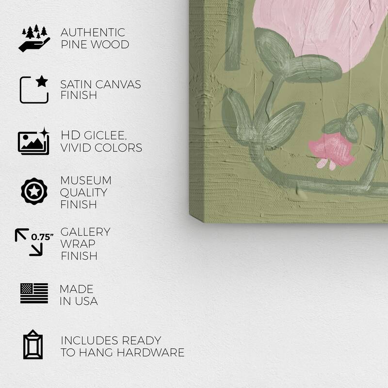 Wynwood Studio Canvas Floral and Botanical Hanging Lamps Flora Pink and Light Pink Modern & Contemporary Wall Art Canvas Print