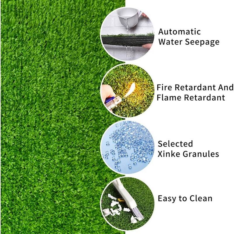 6ft x 10ft Premium Artificial Turf Mat with Drainage Holes. Thick Fake Grass with Rubber Backing(Grass height 0.6 inches/1.5cm)