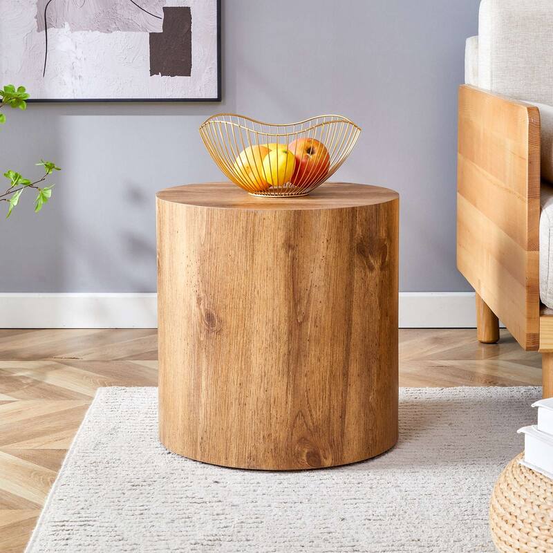 Small round dining table with anti-slip feet for dining or office use - Natural +15.7''Wx15.7''Dx15.7''H