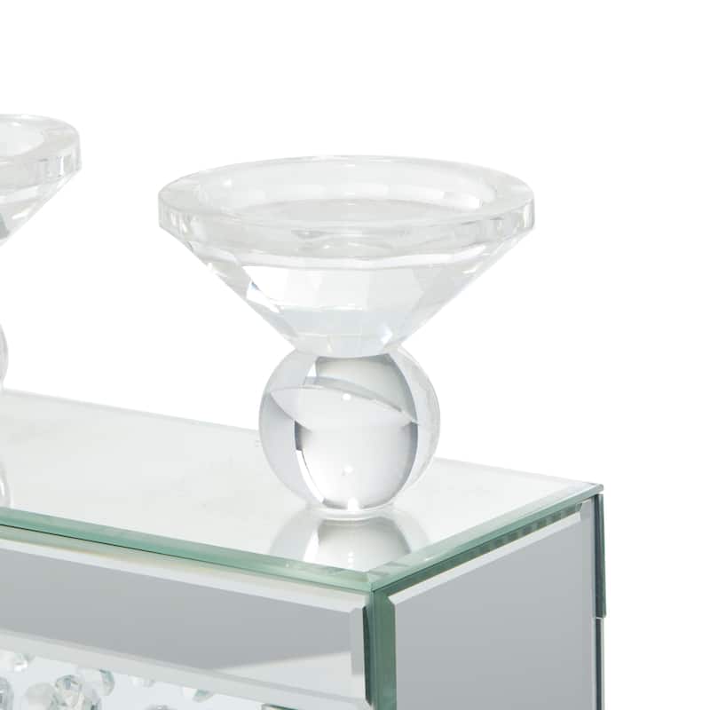 Glass Pillar Candle Holder with Floating Crystals