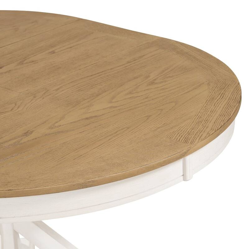 Functional Retro Extendable Solid Wood Dining Table with a 12" Leaf