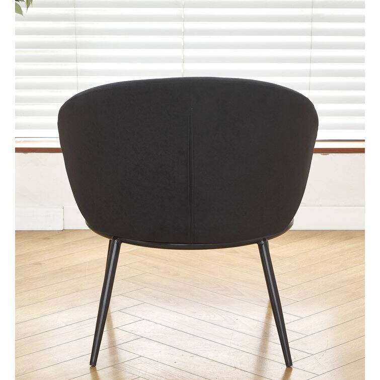 Velvet Accent Chair Solid and Engineered Wood Built on Slender with Black Metal Legs