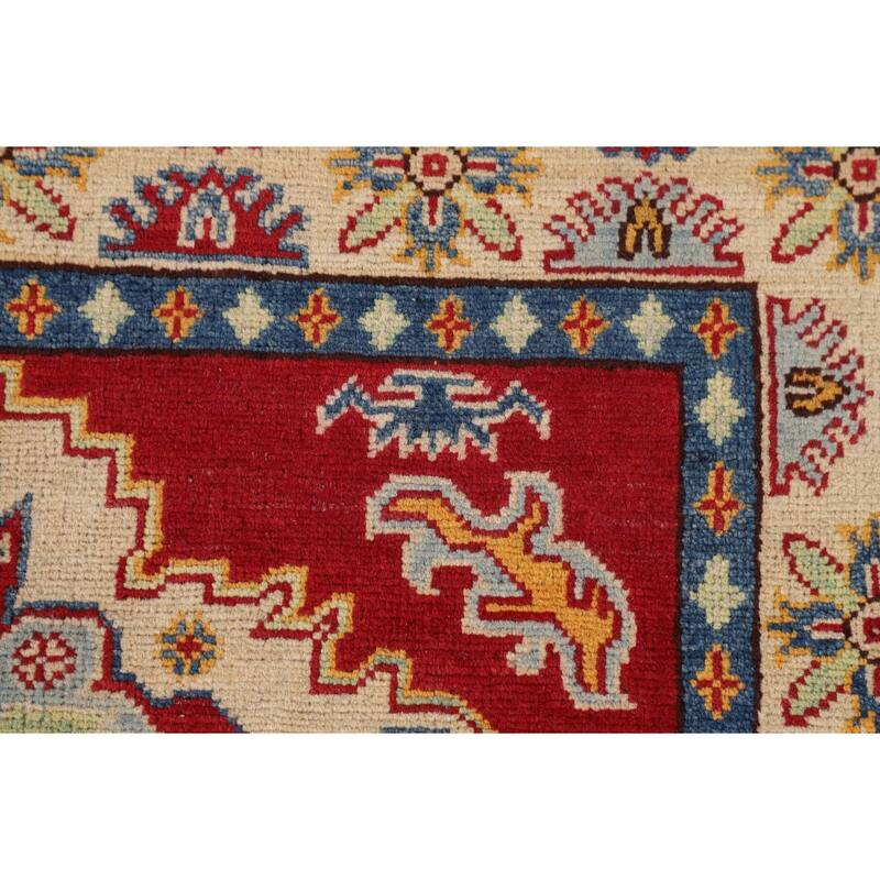 Traditional Red Kazak Accent Rug Hand-Knotted Wool Carpet - 3'5" x 5'1"