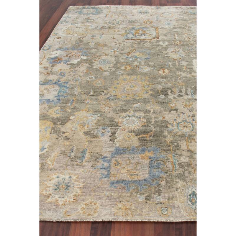 EXQUISITE RUGS Essex Hand-knotted New Zealand Wool Brown/Grey/Blue Area Rug.