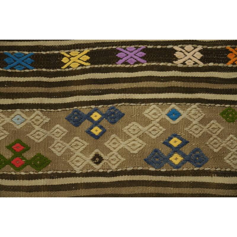 Hand Woven Oriental 100% Wool Carpet Southwestern Tribal Multi-Colored Kilim Area Rug - 8' 5'' X 5' 6''