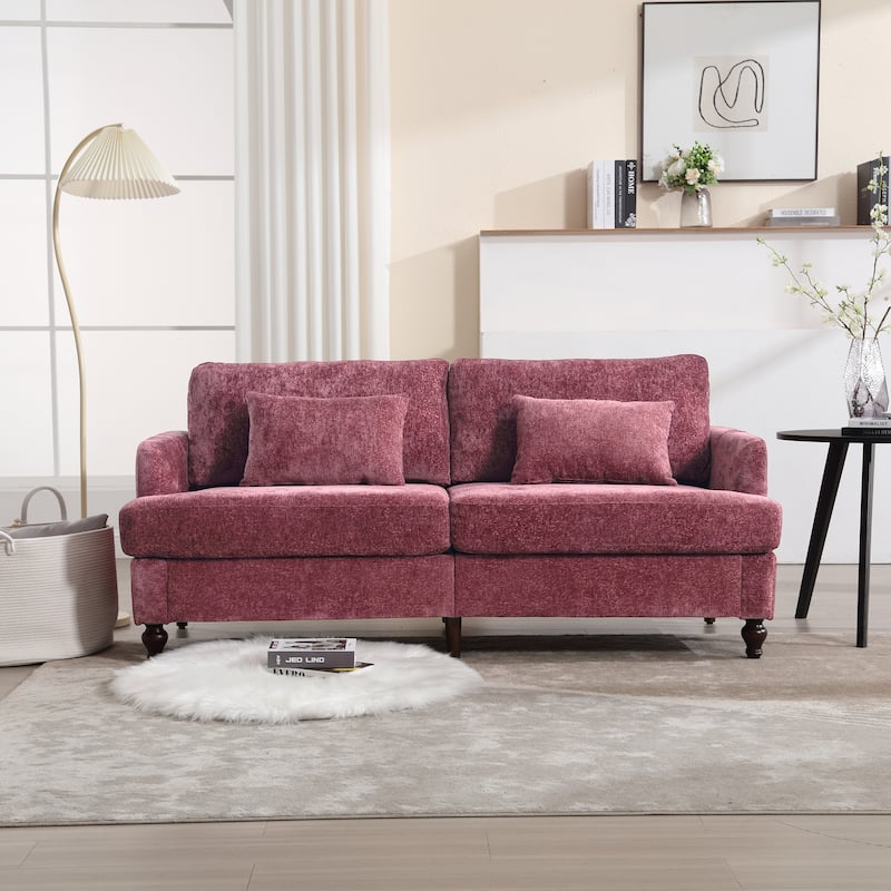 HOMEFUN Chenille Upholstered Mid Century Modern Wood Frame Loveseat for Living Room