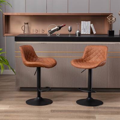 Set of 2 Bar Stools Footrest and Base Swivel Height Adjustable Lifting - 19.29"W*20.27"D*H33.26-41.33"H