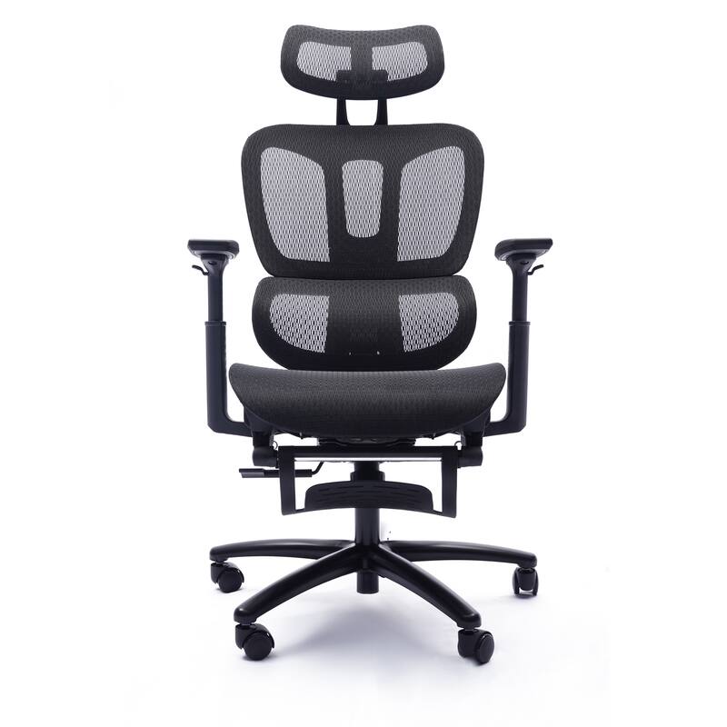Adjustable Ergonomic Mesh Office Chair with Headrest, Footrest, 4D Arms, and Recline for Home or Office Use