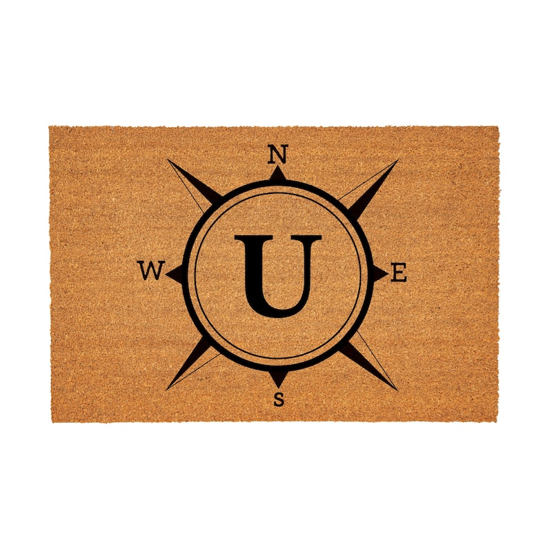 Coastal Coir Mat Compass Monogram 36"x24" - Letter U