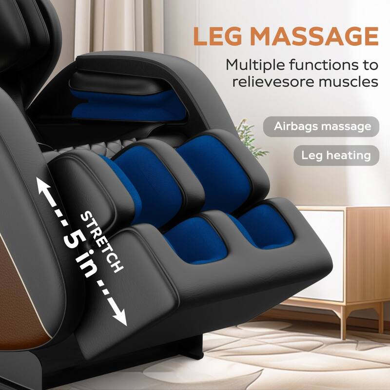 Luxury Zero Gravity Full-Body Massage Chair with Heating, Bluetooth Audio, and Foot Rollers - Home Relaxation Recliner
