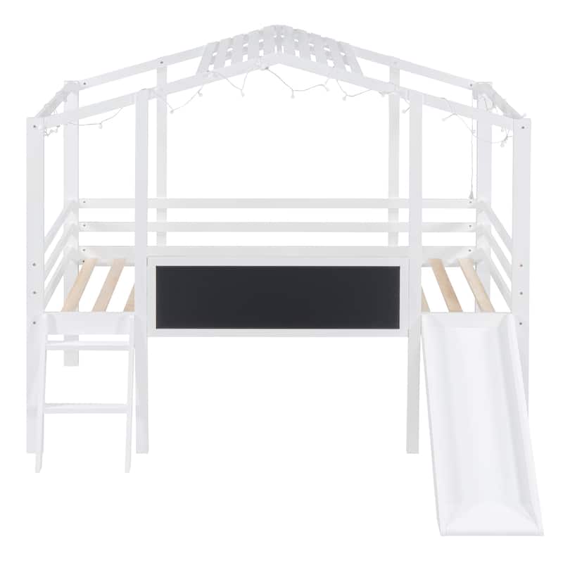 Twin Size Loft Bed with Ladder and Slide