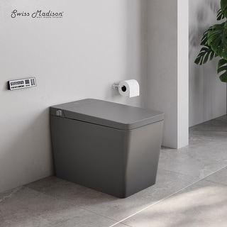 Concorde One Piece Smart Toilet 1.28 Gpf In Matte Gray With Heated Bidet, Air Drying, Night Light, Foot Sensor