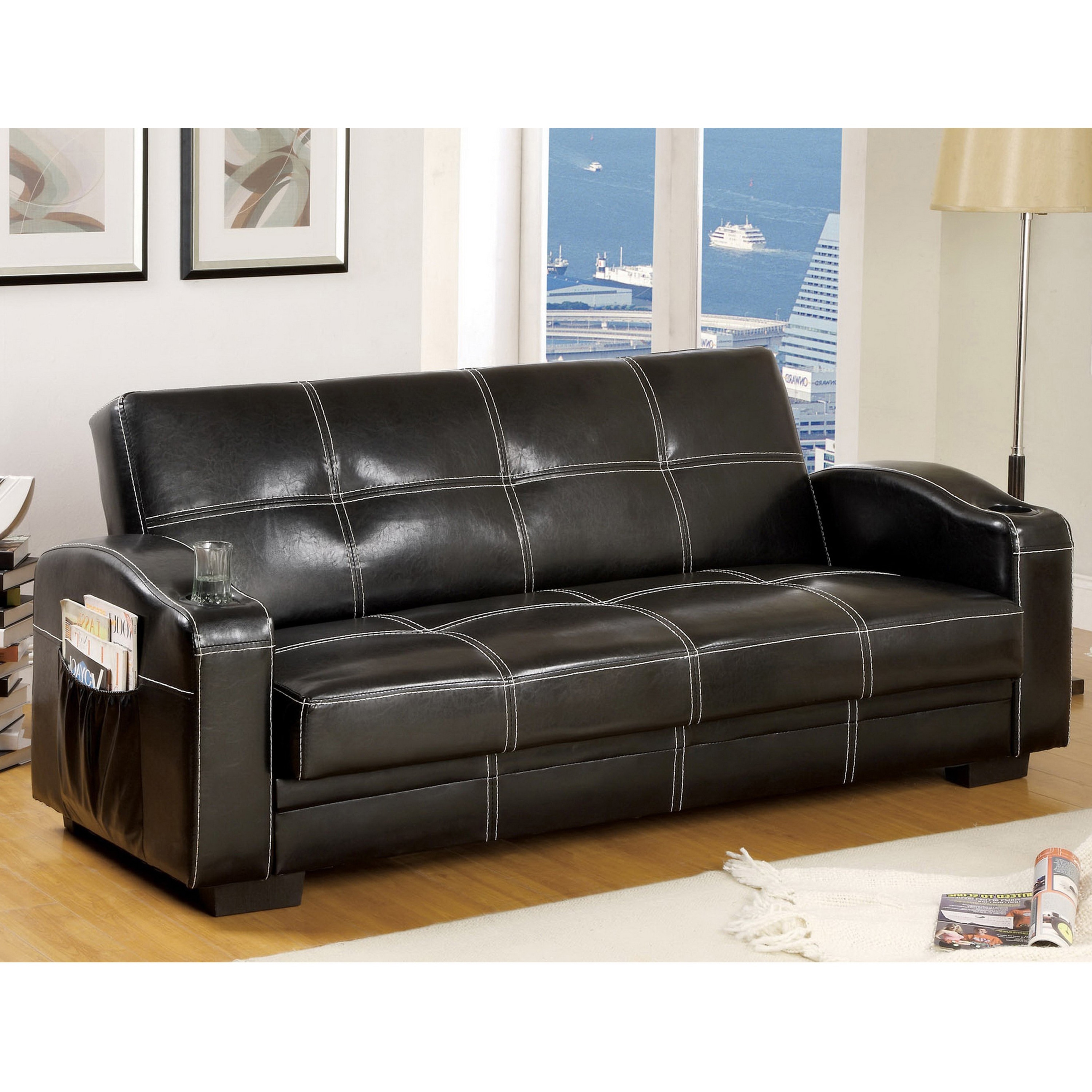 Shop Furniture Of America Max Contemporary Black Faux Leather