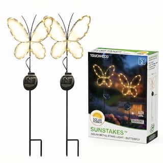 Outdoor Solar Powered Led Decorative Garden Stake Light - 2 Pack White Butterfly - 2 Pack