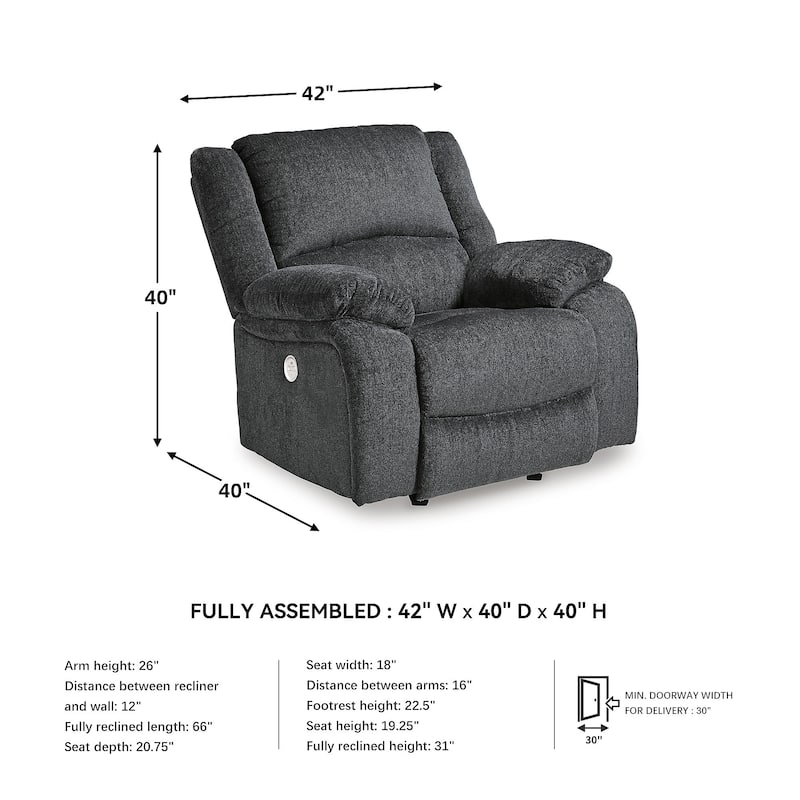 Draycoll Power Rocker Recliner, Gray