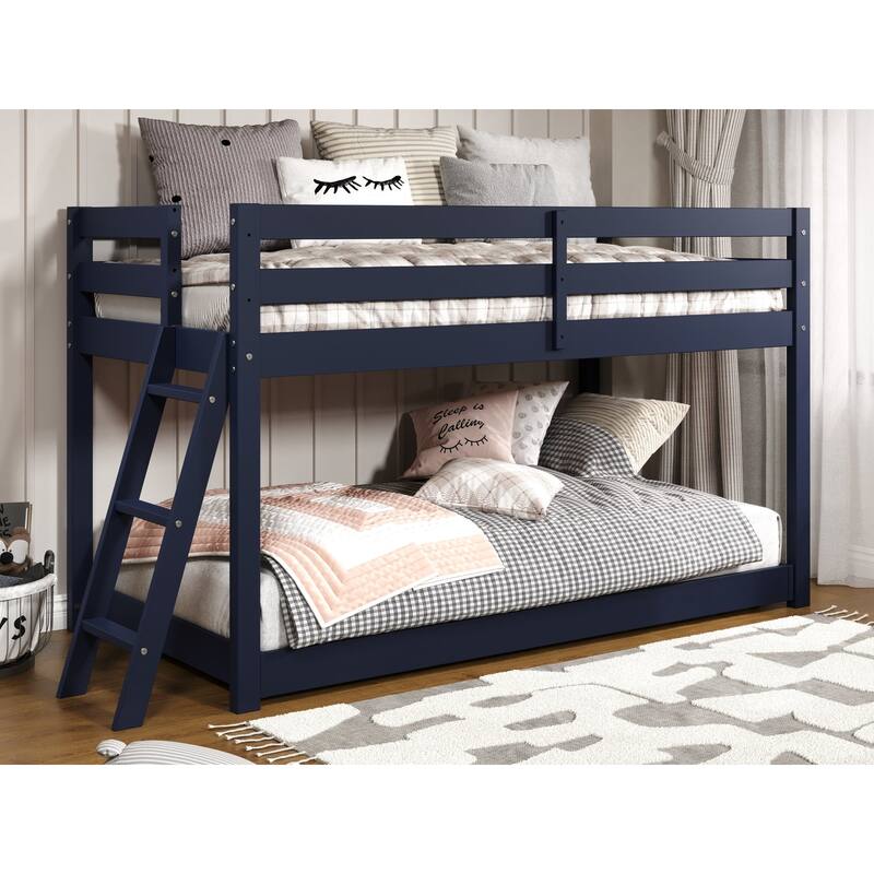 Taylor & Olive Trillium Twin Low Loft Bed with a Twin Under Bed - Blue - Loft Bed + Ladder