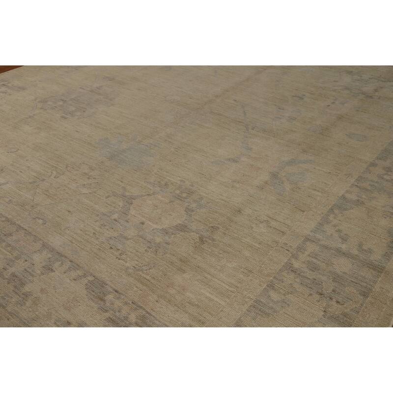 Hand Knotted Oriental 100% Wool Carpet Transitional All-Over Beige & Ivories Oushak Area Rug - 11' 11'' X 9' 5''