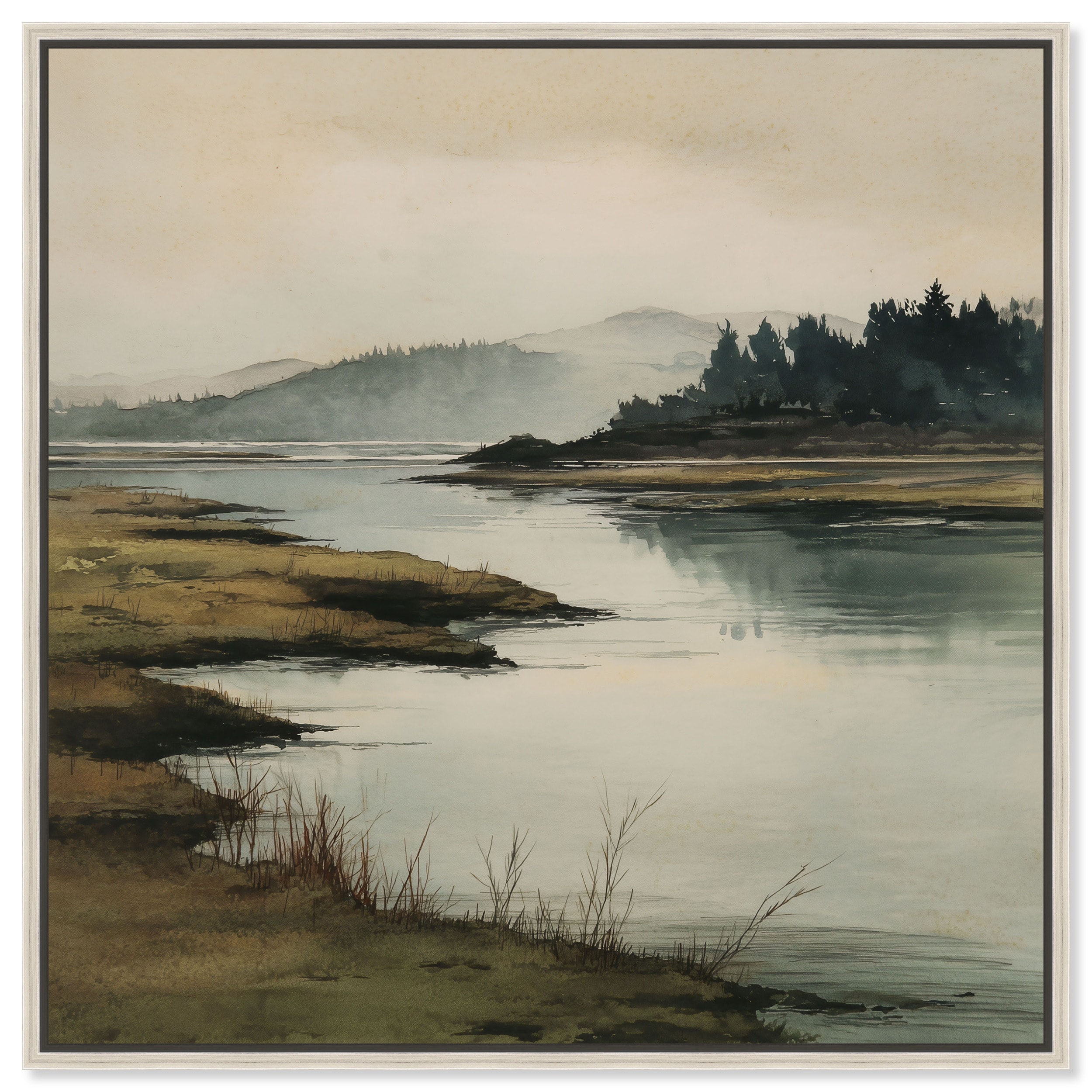 Hazy Highlands I Vintage Wall Art Framed Canvas Print by Art Remedy