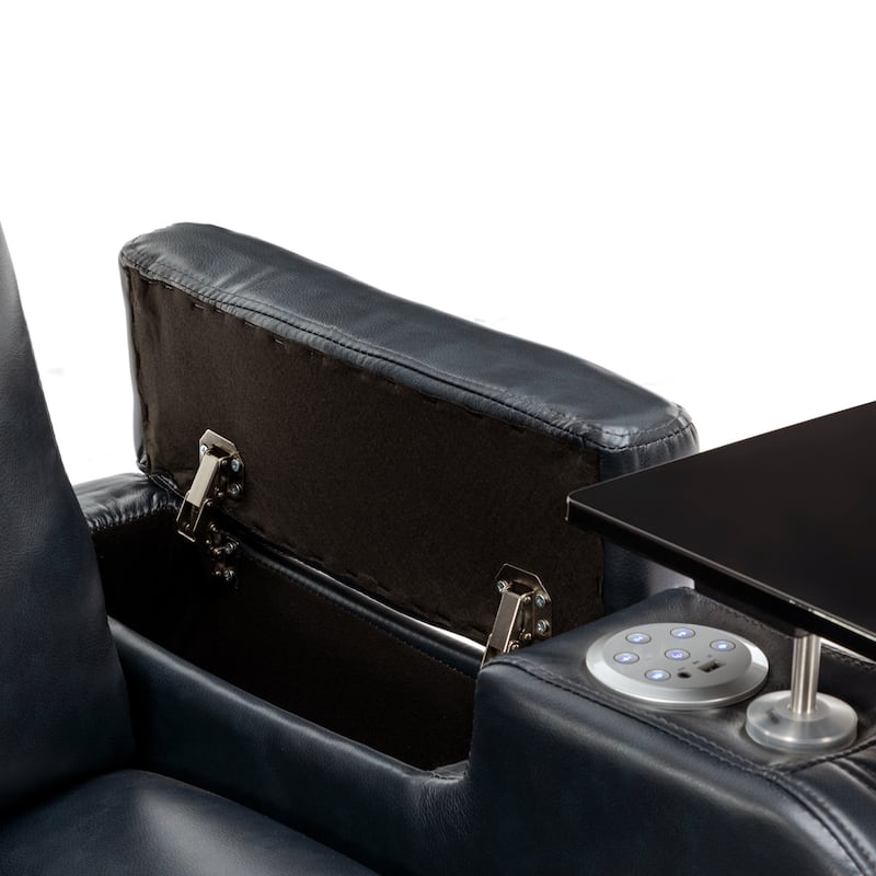 PU Leather Massage Chair with Cup Holder, Bluetooth Speaker and USB Ports Home Theater Recliner with Tray Table