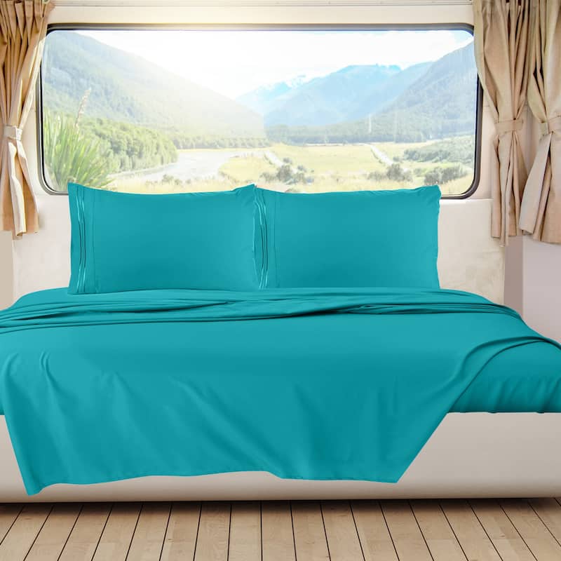 Empyrean Hotel Luxury 6 Piece Sheet Set - Super Soft Bedding Sheets & Pillowcases - Short Queen - Teal