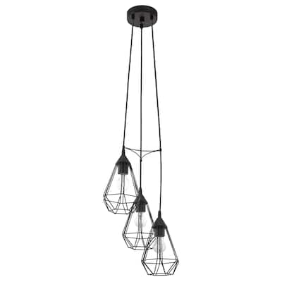 Eglo Tarbes 3-light Matte Black Multi Light Cage Staircase Pendant
