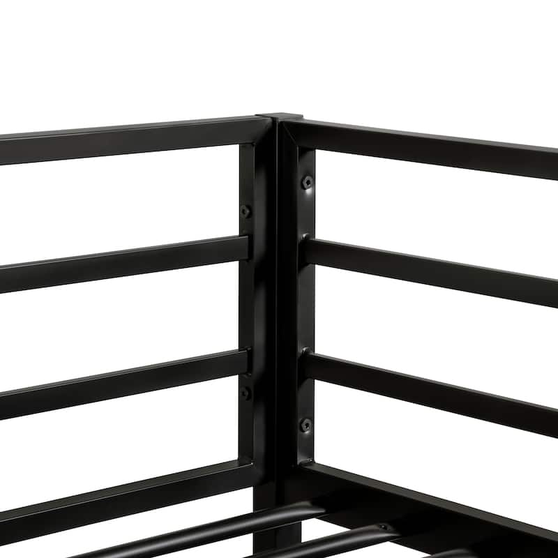 Furniture of America Jackson Modern Metal Twin over Full Low Profile Bunk Bed with Reversible Ladder