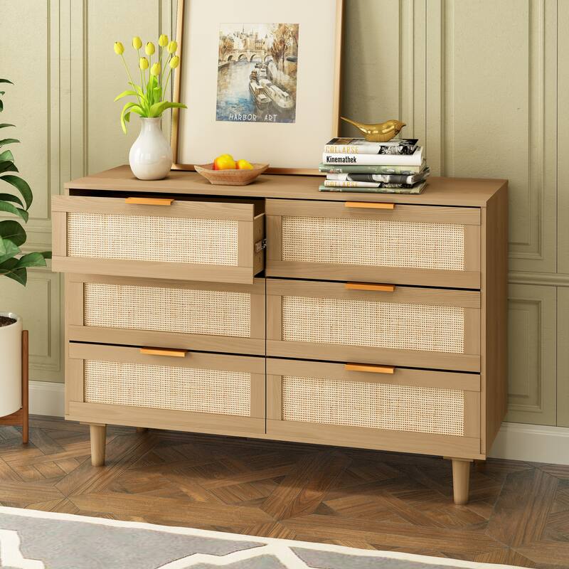 6 drawers Rattan dresser Rattan Drawer,