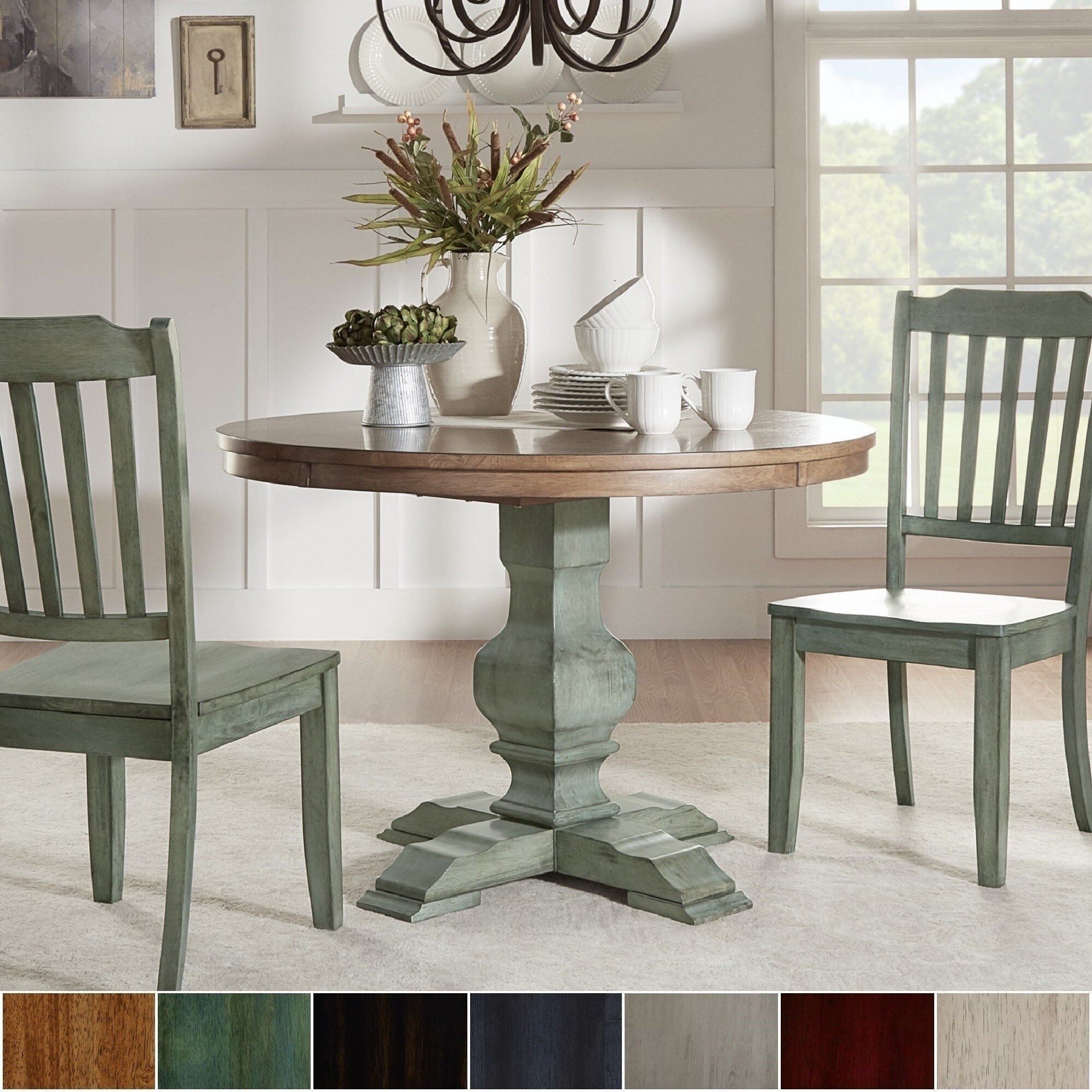 Eleanor Two Tone Round Solid Wood Top Dining Table By Inspire Q Classic On Sale Overstock 13476327