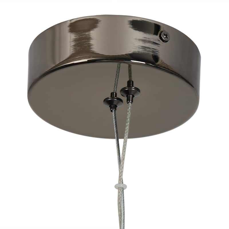 Modern 1-Light Glass LED Pendant Lights for Kitchen Island Dining Room - Black - D 14.2" x H 8.3"